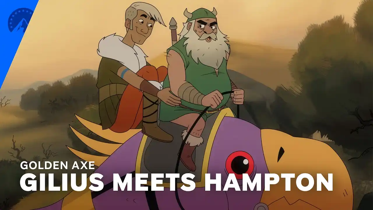 Video: Golden Axe | Gilius Thunderhead (Matthew Rhys) Meets Hampton Squib (Danny Pudi) (S1,E1) | Paramount+