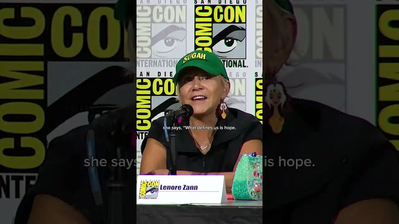 Lenore Zann, the voice of Rogue, shares a message for fans during the #MarvelRivals panel at #SDCC