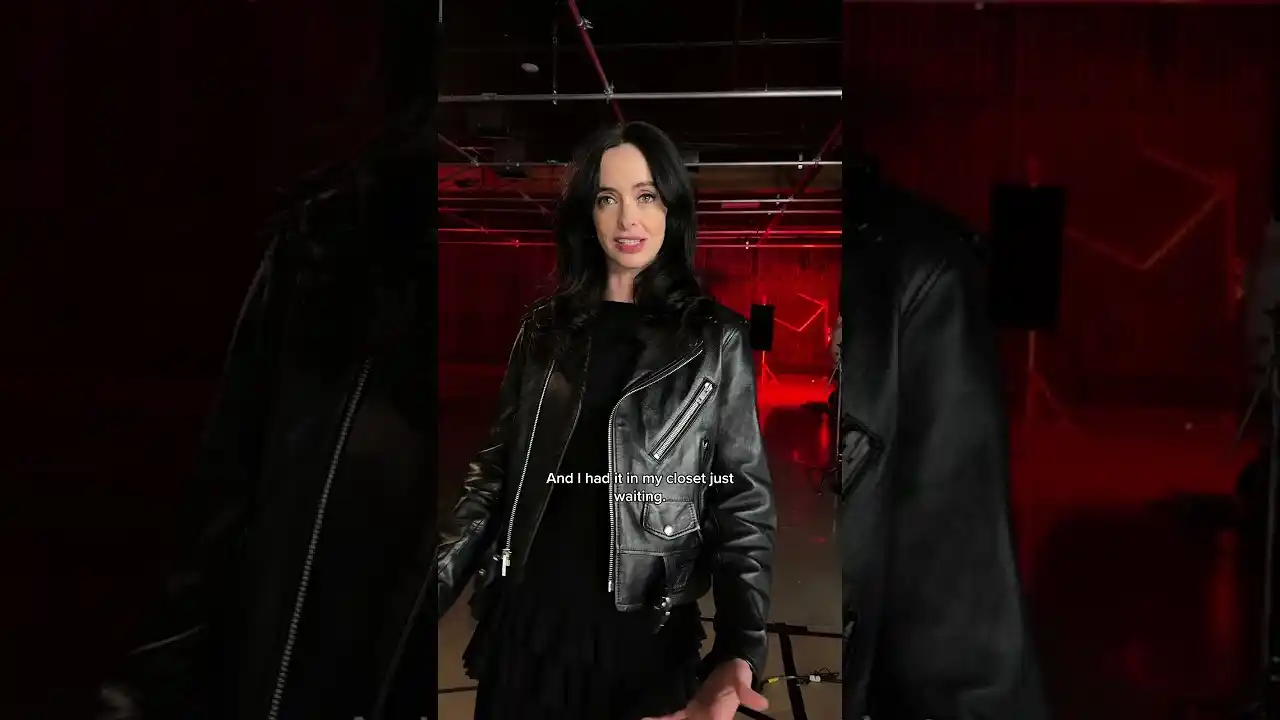 Video: Krysten Ritter is back in Jessica Jones' iconic leather jacket.
