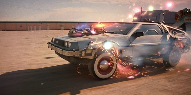 Der DeLorean DMC-12 in einer Szene im dritten Teil der Filmreihe Der DeLorean DMC-12 in einer Szene im dritten Teil der Filmreihe