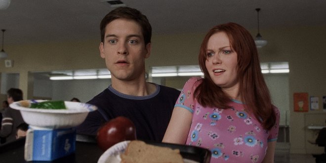 Tobey Maguire als Peter Parker mit Filmpartnerin Kirsten Dunst als Mary Jane Watson Tobey Maguire als Peter Parker mit Filmpartnerin Kirsten Dunst als Mary Jane Watson