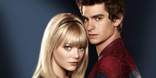 Andrew Garfield als Spider-Man mit Filmpartnerin Emma Stone als Gwen Stacey Andrew Garfield als Spider-Man mit Filmpartnerin Emma Stone als Gwen Stacey